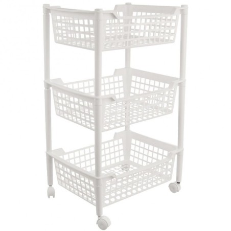 Ratastel riiul panipaik 40x33x66 cm, valge | FreshDesign.ee