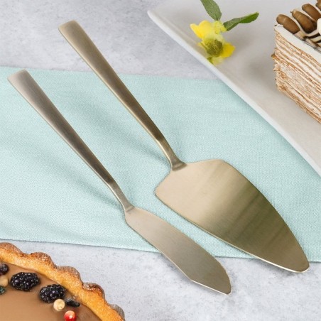 Tordinuga ja tordilabidas, kuldne roostevaba teras