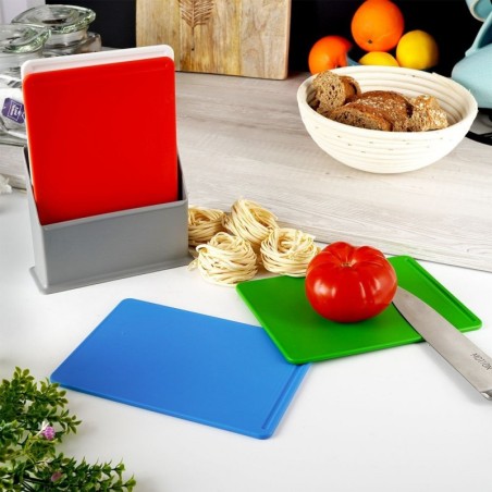 Lõikelaudade komplekt hoidjaga 20x15 cm 4 tk