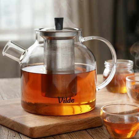 Kuumuskindlast klaasist teekann koos teetõmmisega 1, 2 liitrit