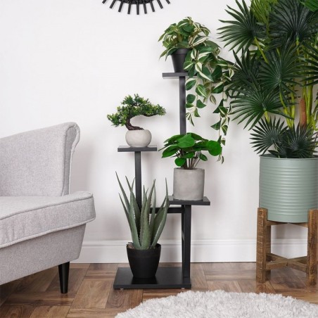 Lillepostament must metall, 4 tasandit, 84 cm