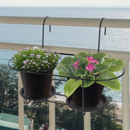 Riputatav lillepoti alus, must metall