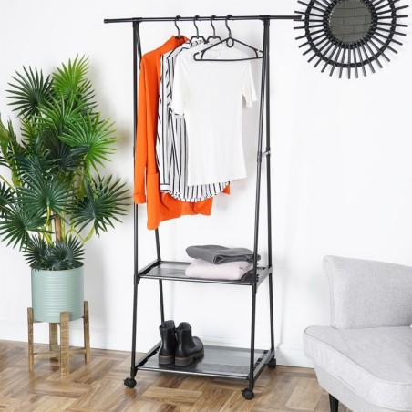 Riidestange riidenagi must ratastel 88x44x160 cm | FreshDesign.ee