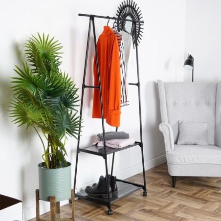 Riidestange riidenagi must ratastel 88x44x160 cm | FreshDesign.ee