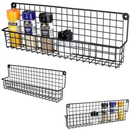 Maitseainete riiul, must metall