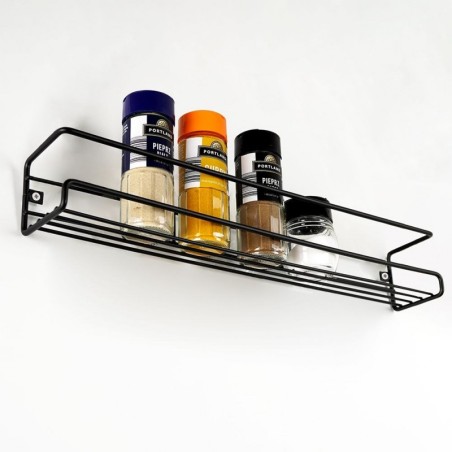 Maitseainete riiul, must metall