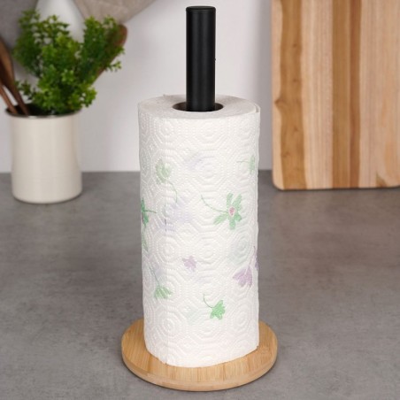 Majapidamispaberi hoidja, must metall / puit