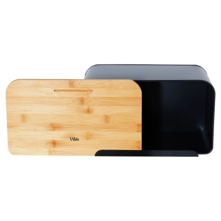 Leivakast lõikelauaga, must, 35x22x20.5 cm