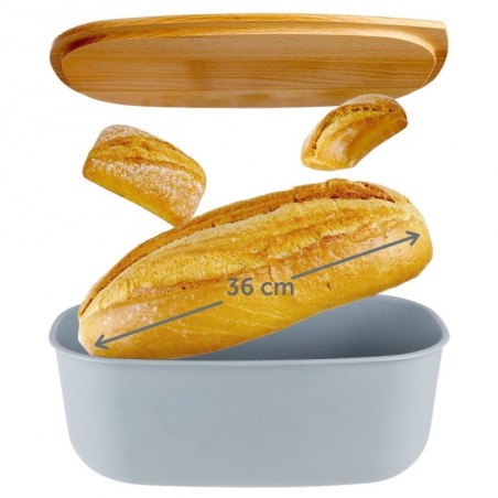 Leivakast lõikelauaga, hall, 39x23.5x15.5 cm