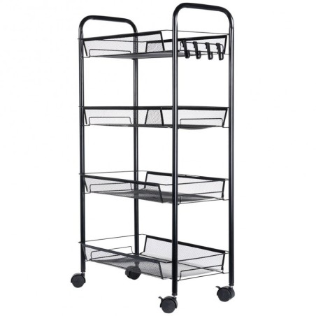 Metallist riiul ratastel 4 korrust, must | FreshDesign.ee