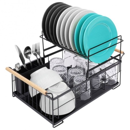 Kahetasandiline nõuderest, must, 48x29x28.5 cm