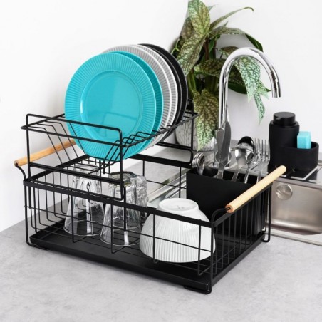 Kahetasandiline nõuderest, must, 48x29x28.5 cm | FreshDesign.ee