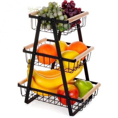 Puuviljakorv kolmekordne, metall, must | FreshDesign.ee