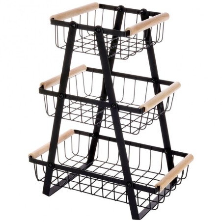 Puuviljakorv kolmekordne, metall, must