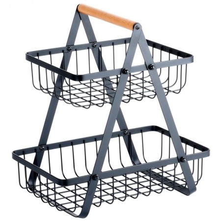 Kahe tasandiline puuviljakorv 27x17.5x29 cm, metall, must