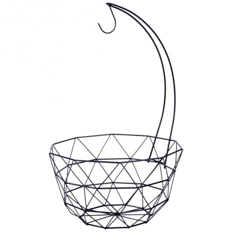 Puuviljakorv konksuga, must, metall