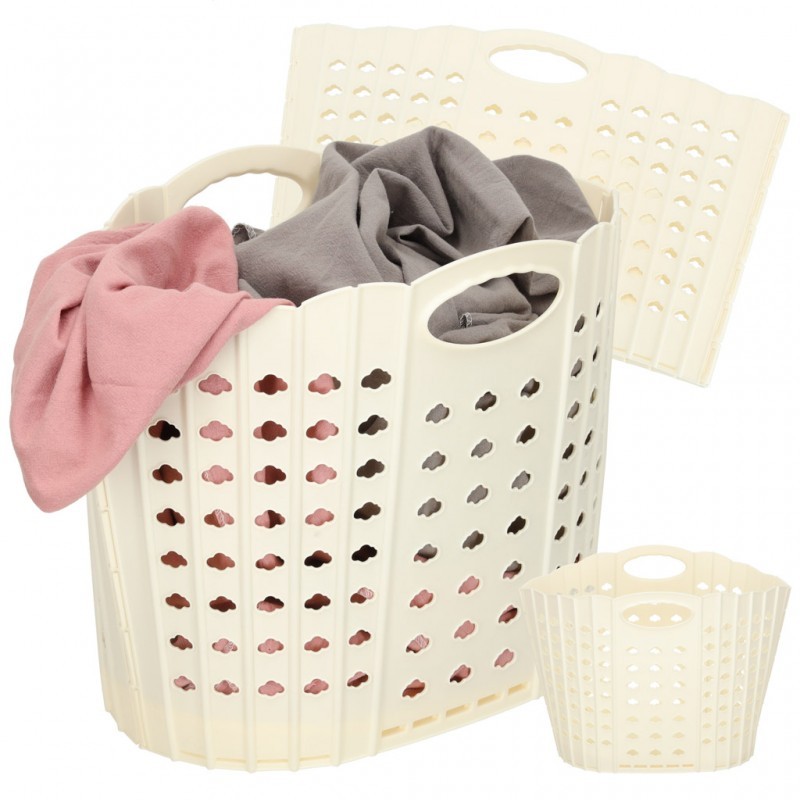 Kokkuvolditav plastik pesukorv, kreem | FreshDesign.ee