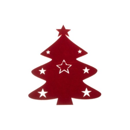 Söögiriistade ümbris jõulupuud, 12 tk, punane