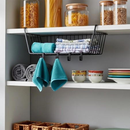 Mustast metallist rippkorv riiuli all, 40,5x26x16 cm