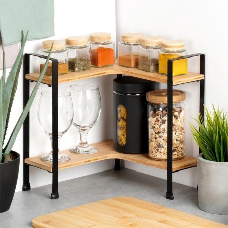 Bambusest kööginurgariiul, 2-korruseline, 29,5x29,5x33,5 cm