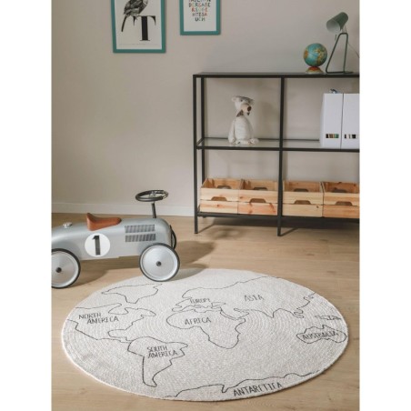 Lastetoa vaip World Map Valge/must 115 cm Ümmargune