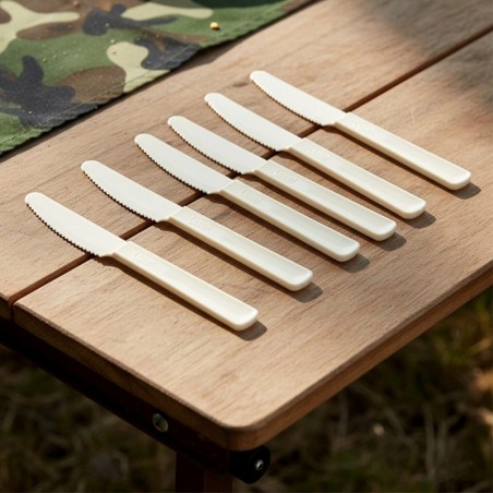 Kreemjas plastikust lauanoad SANDY 6 tk.