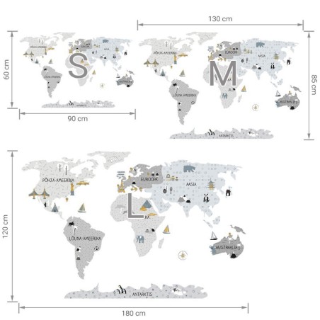 Seinakleebis Maakaart S eesti keeles, hall | FreshDesign.ee