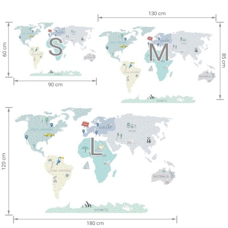 Seinakleebis Maakaart L eesti keeles, mint | FreshDesign.ee