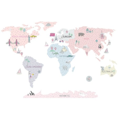 Seinakleebis Maakaart M eesti keeles, roosa | FreshDesign.ee