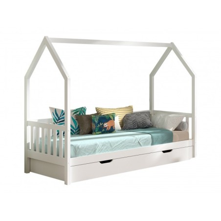 CABANE majavoodi äärega + voodisahtel 90 X 200 CM valge