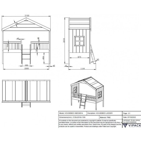 Majavoodi House redeliga 90x200 cm valge | FreshDesign.ee