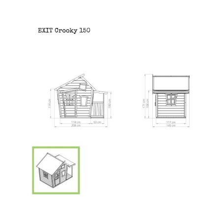 Puidust mängumaja terrassiga Exit Crooky 150 Grey-Beige