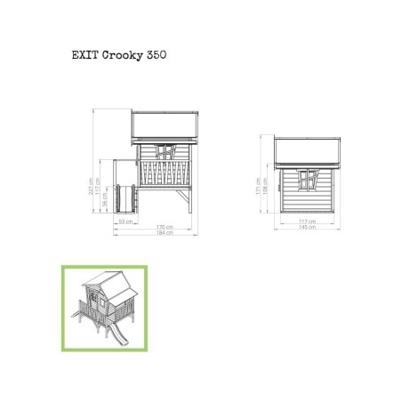 Puidust mängumaja terrassi ja liumäega Exi... | FreshDesign.ee