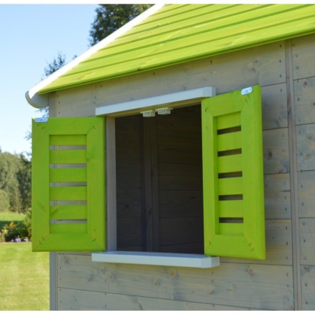 Mängumaja mänguväljak M22L roheline (moodul mängumaja+platvorm+liumägi) + väliköök