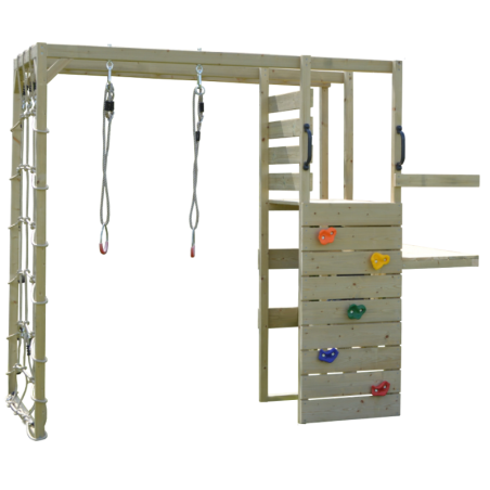 Mängumaja mänguväljak M24L roheline koos platvormi, liumäe ja ühe kiigu ning ronimismooduliga