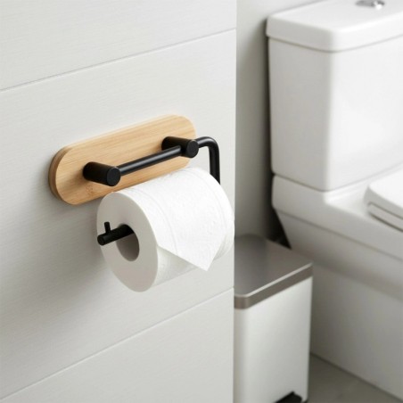 Metallist bambusest tualettpaberihoidja, must, MUST, 13,5 cm