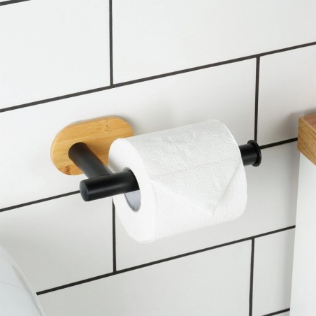 Terasest bambusest tualettpaberihoidja, must, 17 cm