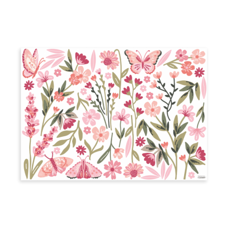 Seinakleebised MAGENTA lilled ja liblikad | FreshDesign.ee