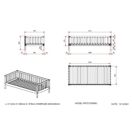 Voodi Fritz 90x200 cm, valge | FreshDesign.ee
