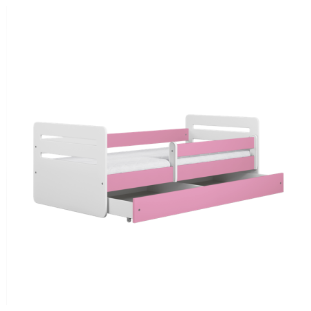 Voodi Tomi 80x160 cm, sahtli ja madratsiga, roosa/valge