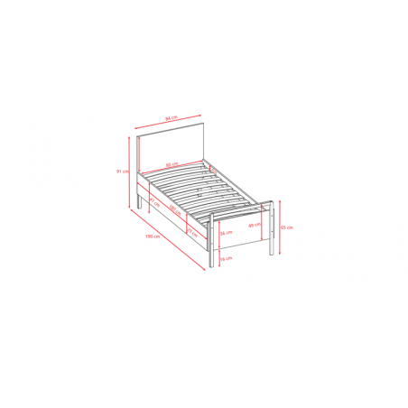Voodi Victor 80x180 cm, koos madratsiga, valge