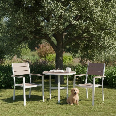 2 aiatooli komplekt terrassile või rõdule, teras ja HDPE valge