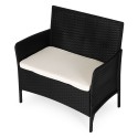 Kahekohaline aia diivan koos istmepadjaga rõduterrassi aia jaoks, must