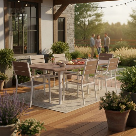 Pikendatav aialaud 180–240 cm 12 inimesele, teras ja HDPE, beež 