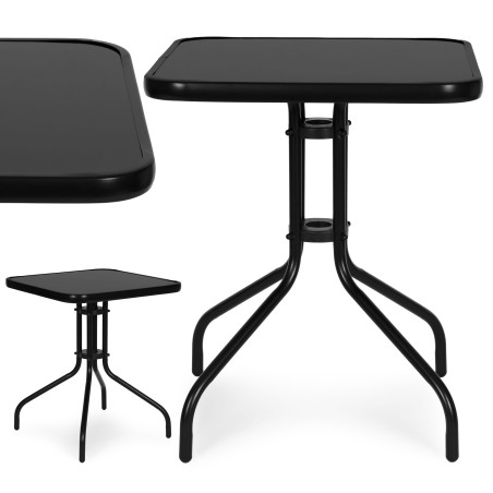 Kandiline aialaud 60 cm karastatud klaasist laud aia terrassi rõdu laud must 