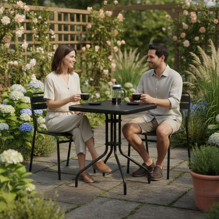 Kandiline aialaud 60 cm karastatud klaasist laud aia terrassi rõdu laud must 