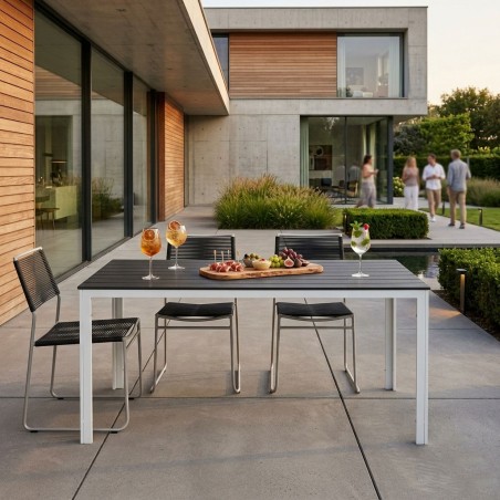 6-kohaline aialaud 156x78 cm polüpuidust mööbel terrassile hall valge