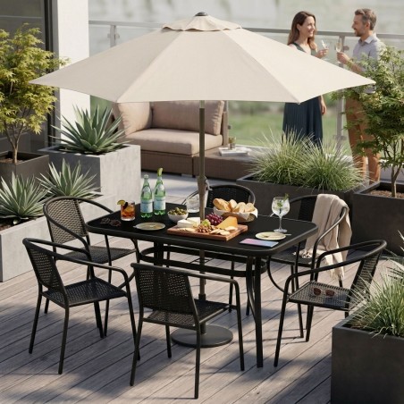 Aialaud 120x70 cm karastatud klaas päikesevarju auguga, must