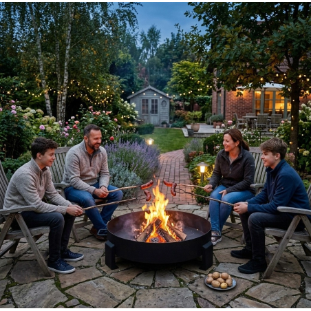 Suur tugevast malmist aia lõkkealus 60 cm sangadega, sobib suurepäraselt lõkke tegemiseks