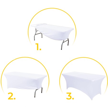 Universaalne lauakate toitlustuslauale 240 cm 8FT White Stretch 